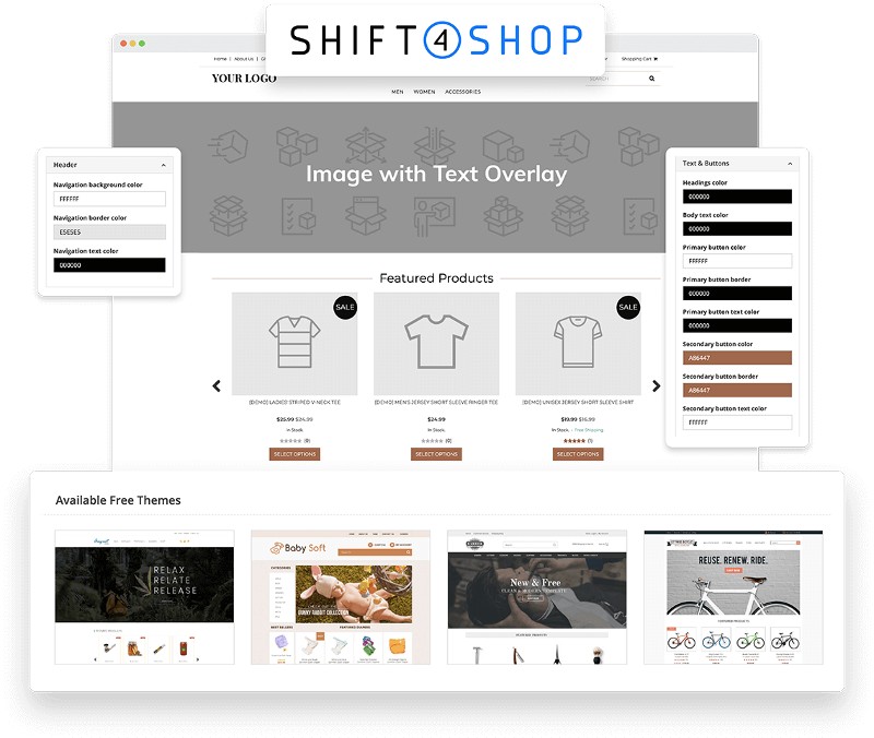 Example of Shift4Shop’s free themes.