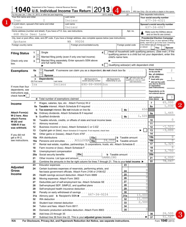 US individual income tax return form.