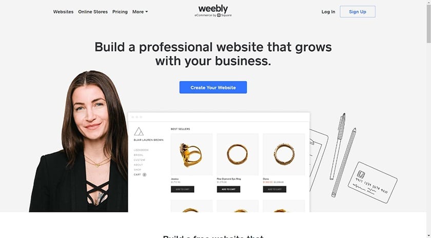 Weebly website interface.