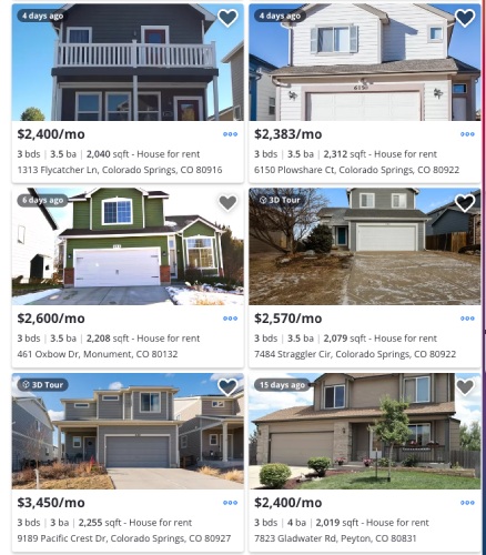 Zillow property rental listings in Colorado Springs Colorado