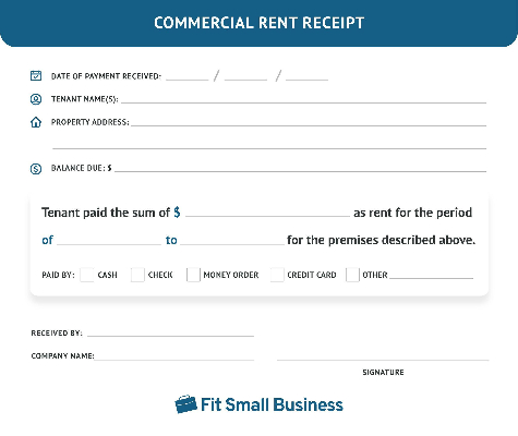 Commercial rent receipt.