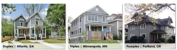 Multifamily property: duplexes, triplexes, and fourplexes.