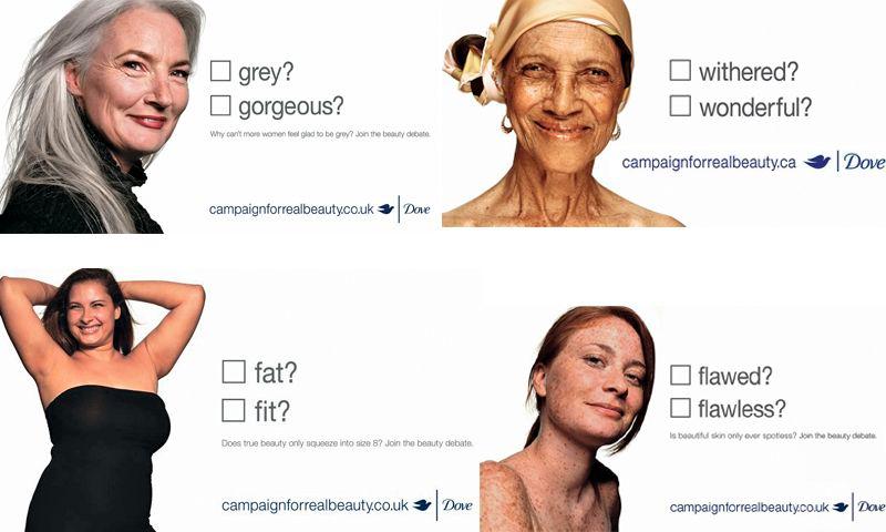Showing Dove's real beauty campaign.