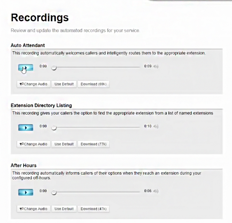 FreedomVoice recording settings.