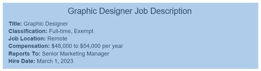 Graphic designer job description.