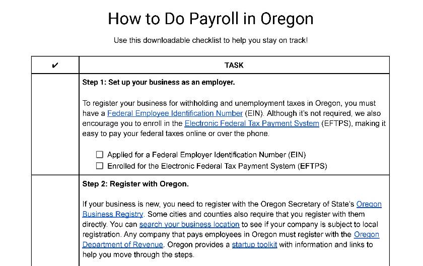 How to do payroll in Oregon.