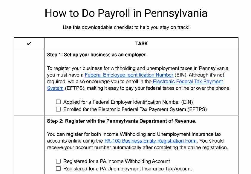 How to do payroll in Pennsylvania.