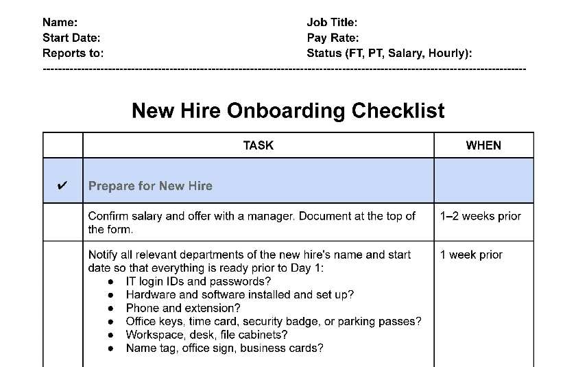 New Hire Onboarding Checklist Sample Hq Printable Documents Hot Sex