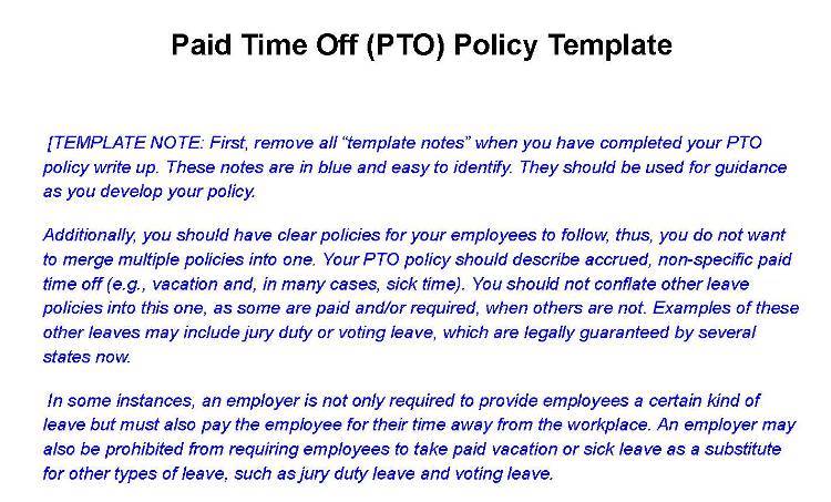 Paid time off policy template.