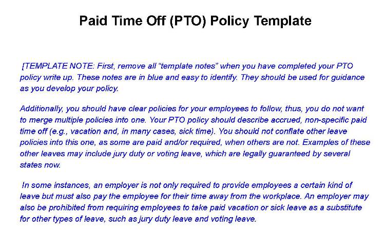 Time Off Request Policy Example