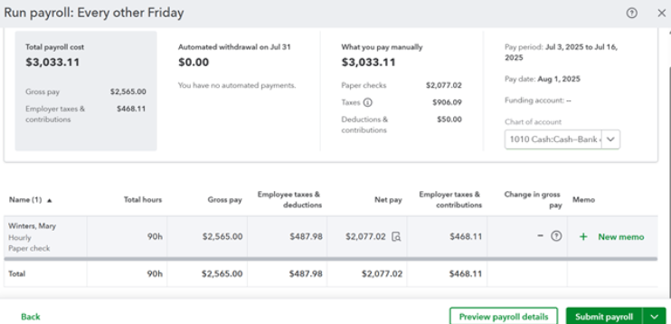 reviewing payroll