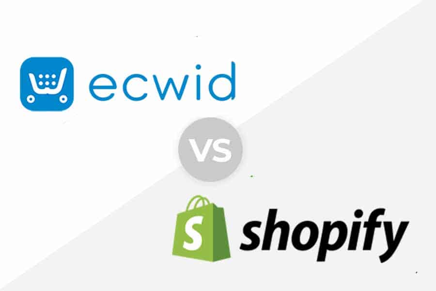 Ecwid vs Shopify logo.