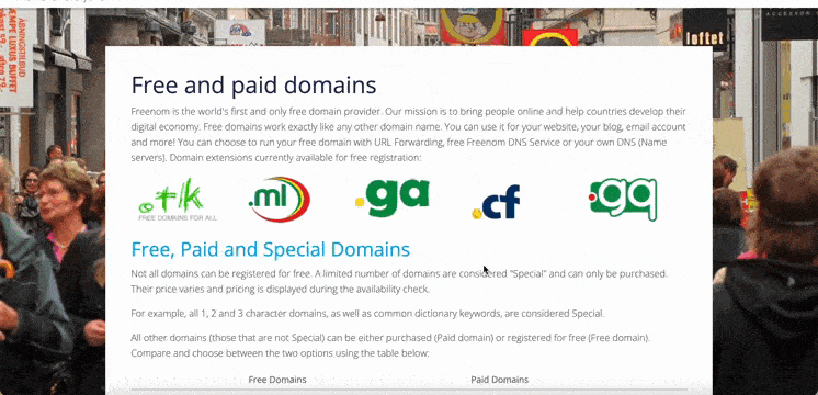 Freenom free domain registrars.