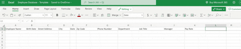 Adding columns to the spreadsheet.