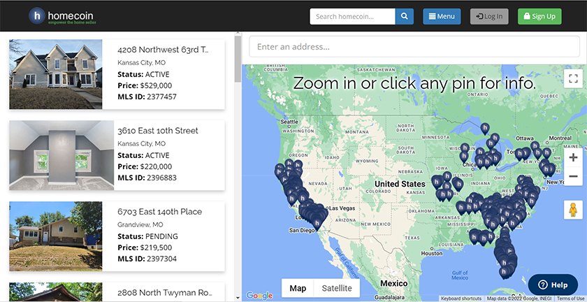 property listings with map interface.