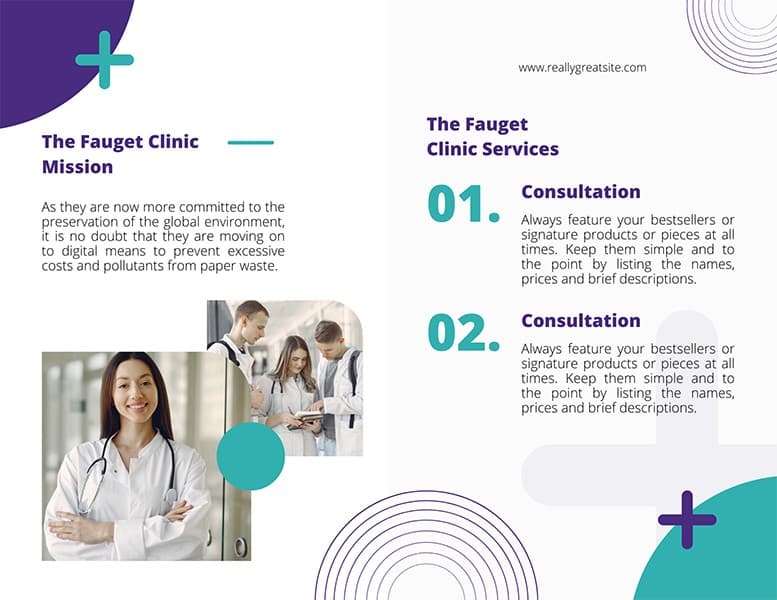 Back side of a brochure design for a medical clinic.