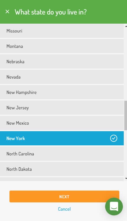 Hurdlr choose state to start tracking taxes.