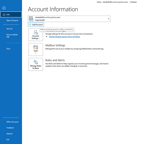 Microsoft account settings in the desktop interface.
