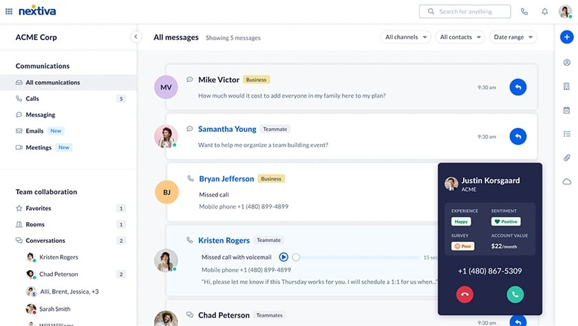 Nextiva brings together team collaboration and customer communication in one place.