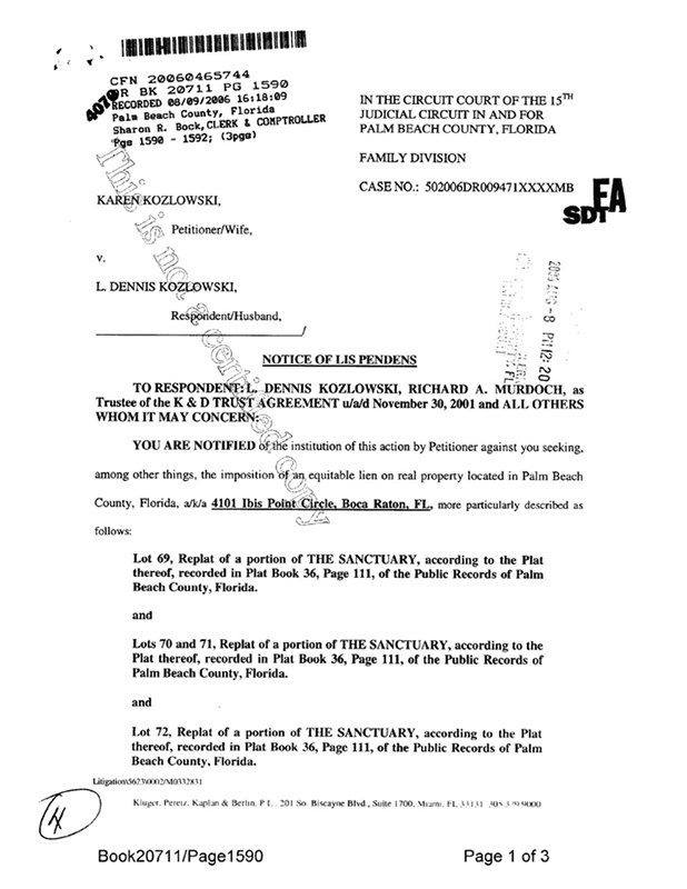 Notice of Lis Pendens Records example.