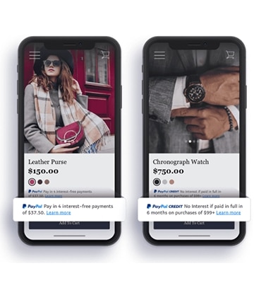 PayPal offers buy now pay later options.