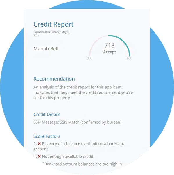 RentRedi example of tenant credit report.