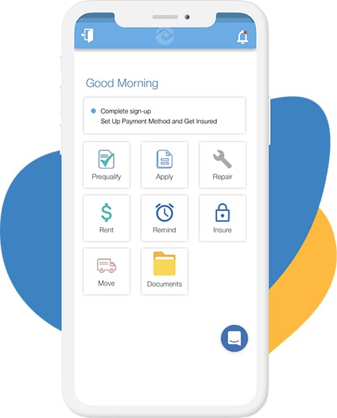 RentRedi tenant screening dashboard in mobile interface.