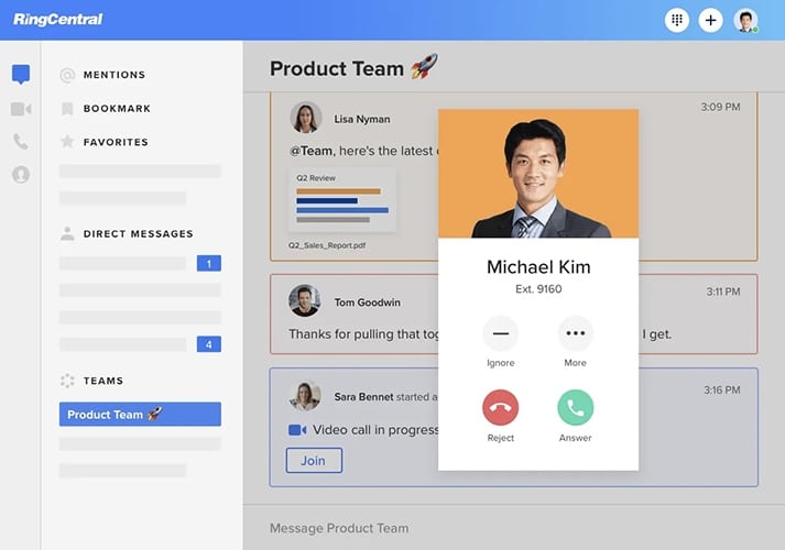 Ringcentral app is packed with unified communications features.
