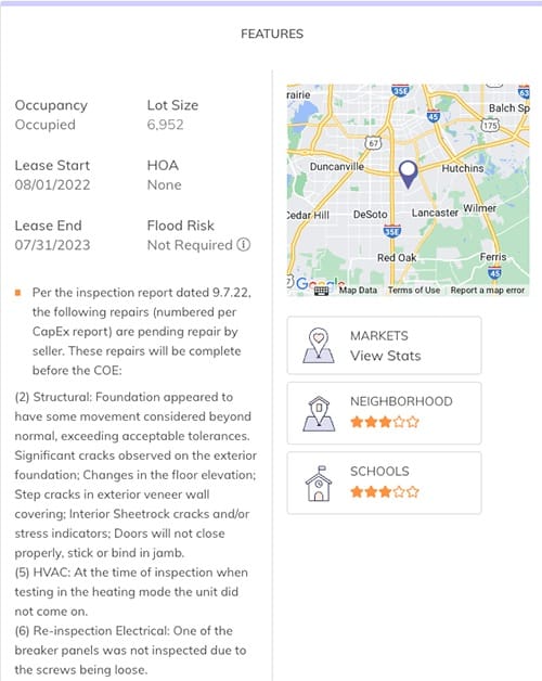 Roofstock listing with detailed property information.
