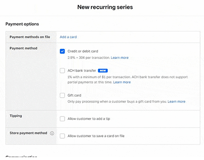 Setting your invoicing feature to accept card payments on square.