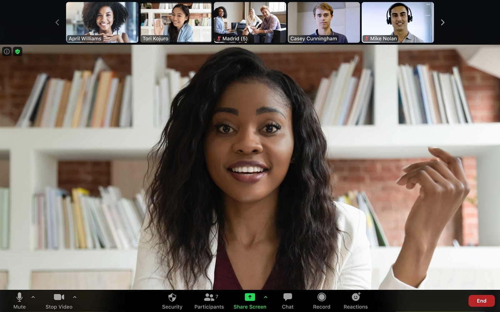 A screenshot of an ongoing Zoom meeting session.