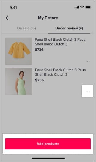 Adding products to your store in-app.