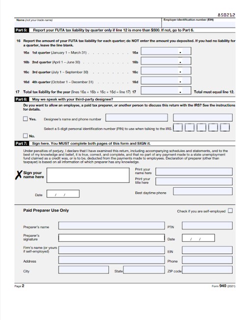 940 Form 2025 Printable Forms Free Online