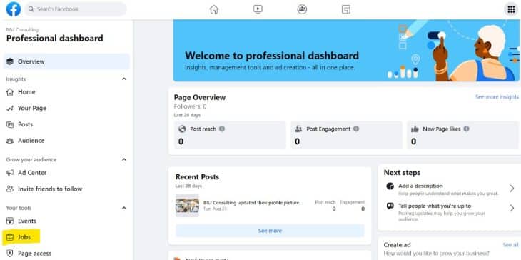 how to add new job post on facebook