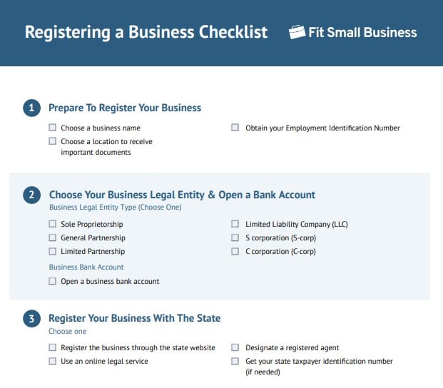 Registering Business checklist.