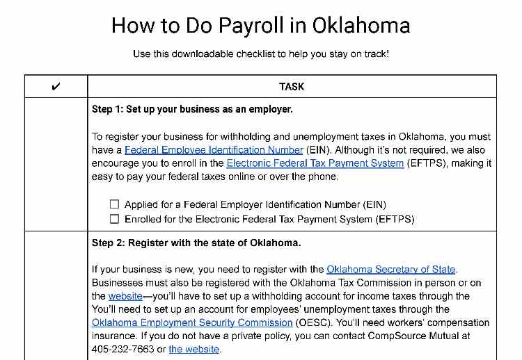 How to do payroll in Oklahoma.