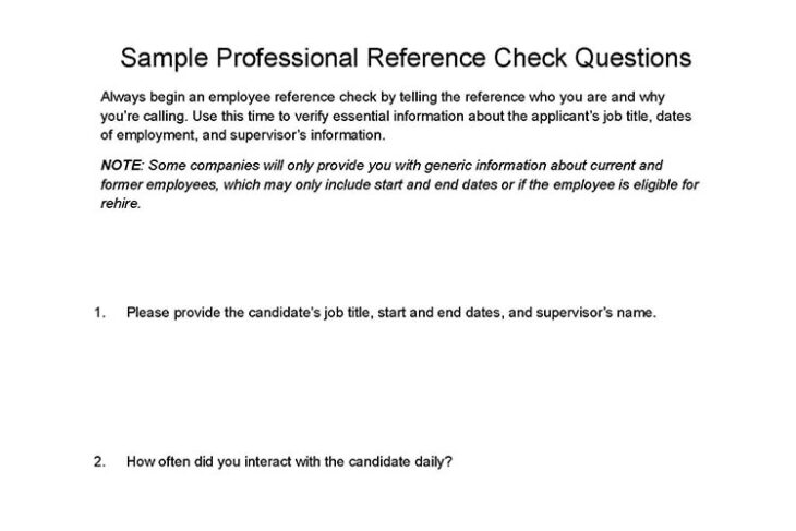 15 Important Reference Check Questions Free Templates 2768