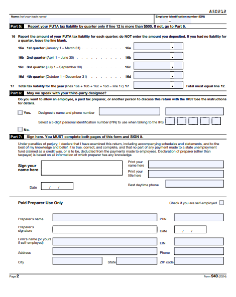 Page 2 of Form 940