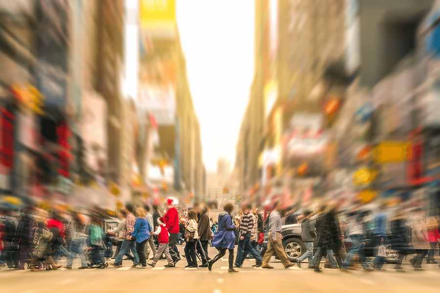 blurry image of people walking