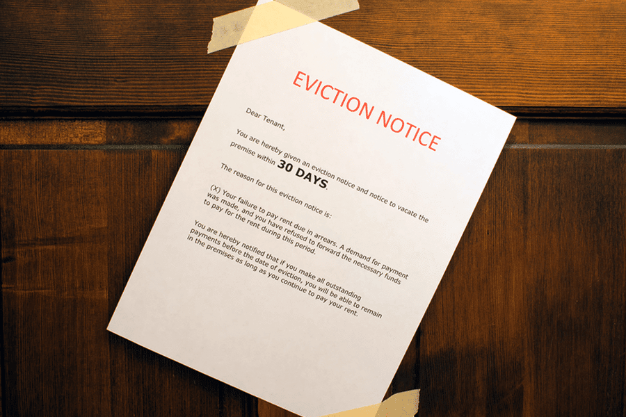 Eviction notice for the tenant.