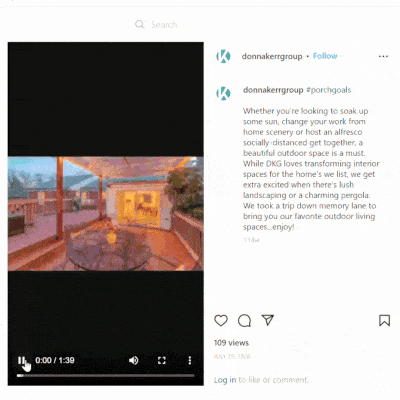 Example of real estate IGTV video content