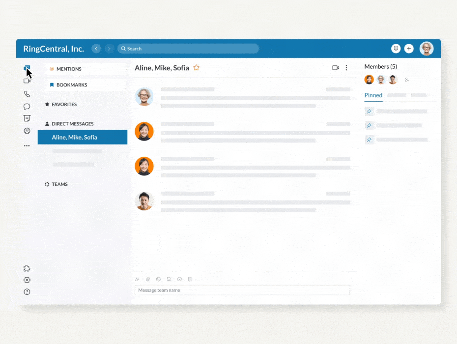 RingCentral all tasks and events calendar.
