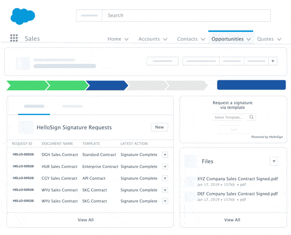 Salesforce and HelloSign integration.