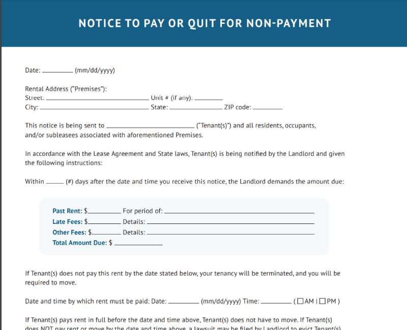Screenshot of Notice to Pay
