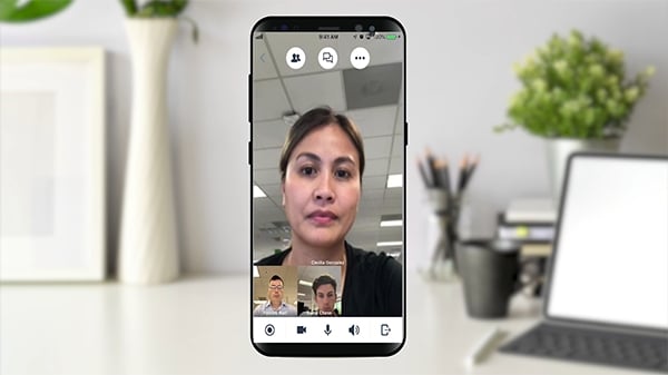 8x8 audio and video conferencing in mobile app.