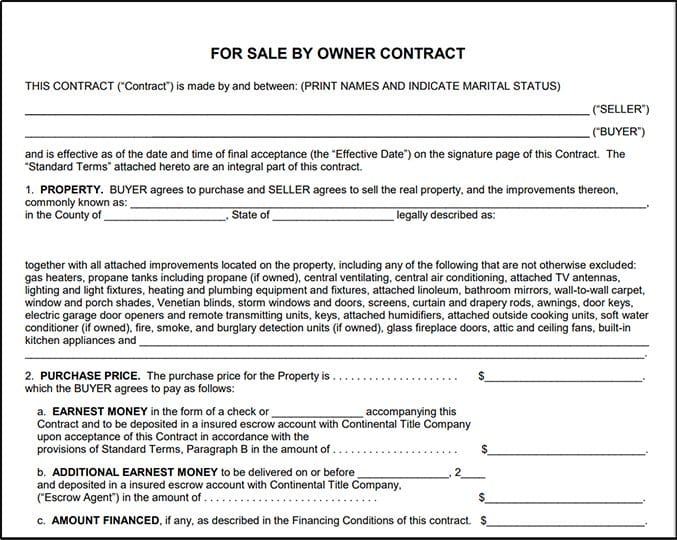 Example of FSBO sales contract.
