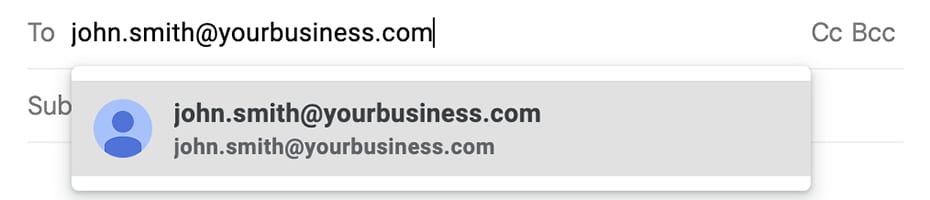 Example of business email address with first and last name.