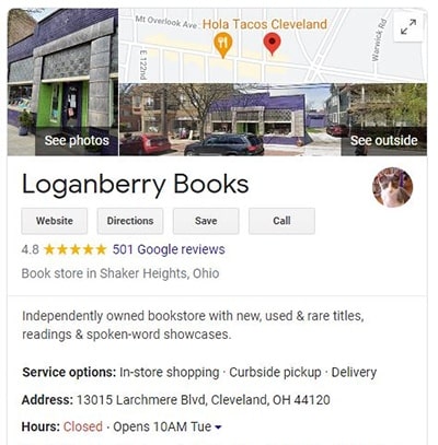 Google Business Profile with a map for local SEO