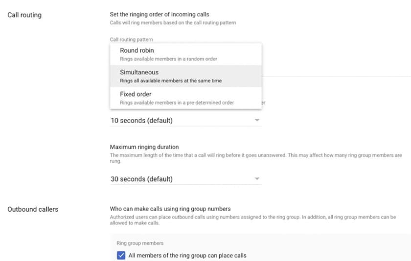 Google Voice set the ringing order of incoming calls