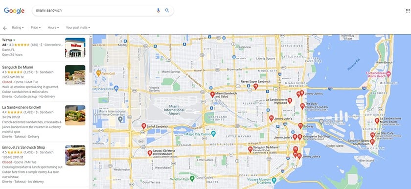 Google map displays local citations